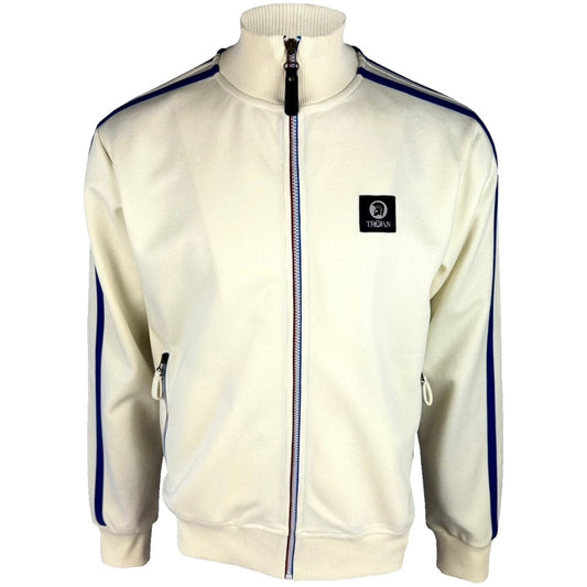 Trojan Records Contrast Zip Sleeve Stripe Track Top Ecru