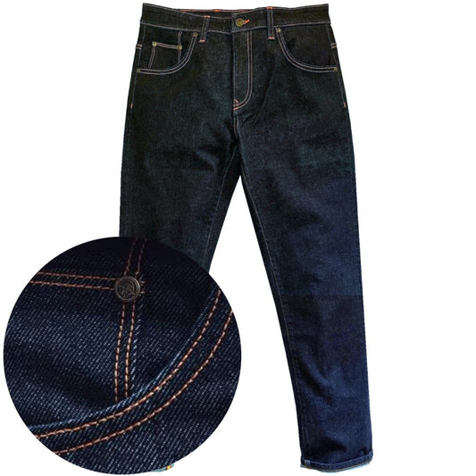 Trojan Records Orange Stitch Straight Leg Jeans Rinse Blue