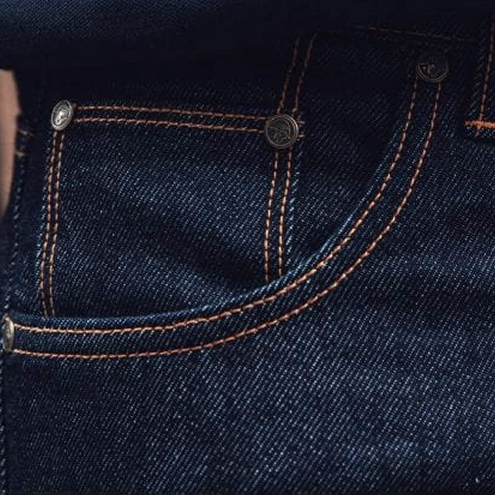 Trojan Records Orange Stitch Straight Leg Jeans Rinse Blue