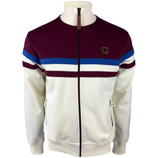 Trojan Records Twin Chest Stripe Track Top Ecru