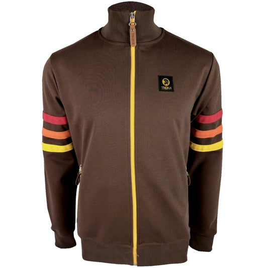 Trojan Records Triple Sleeve Stripe Track Top Chocolate