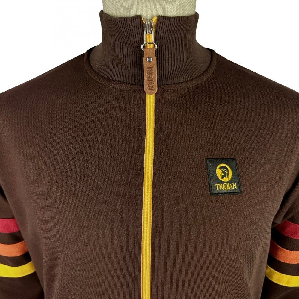 Trojan Records Triple Sleeve Stripe Track Top Chocolate