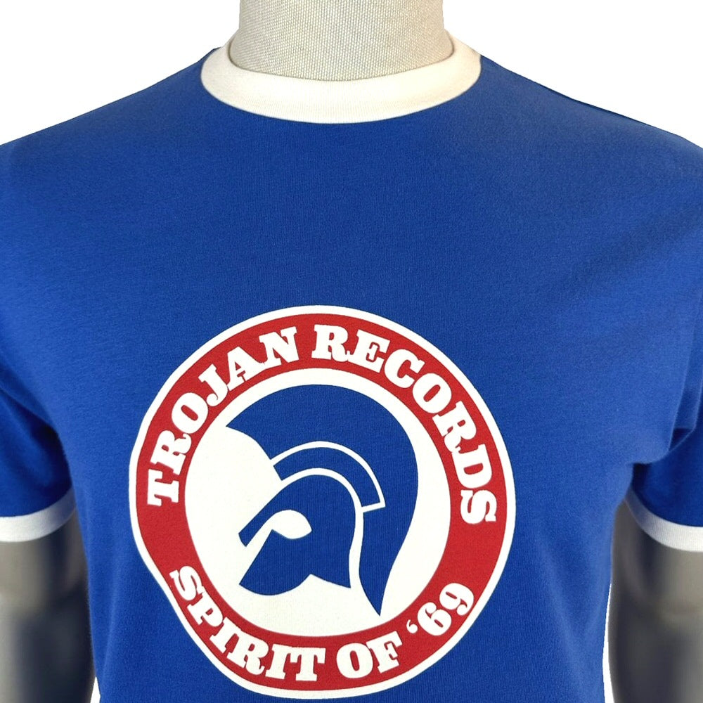 Trojan Records Spirit Of '69 Print Ringer T-Shirt Cobalt