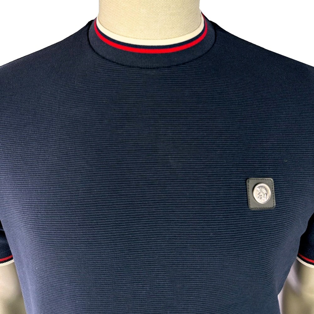 Trojan Records Ottoman Rib Tipped T-Shirt Navy