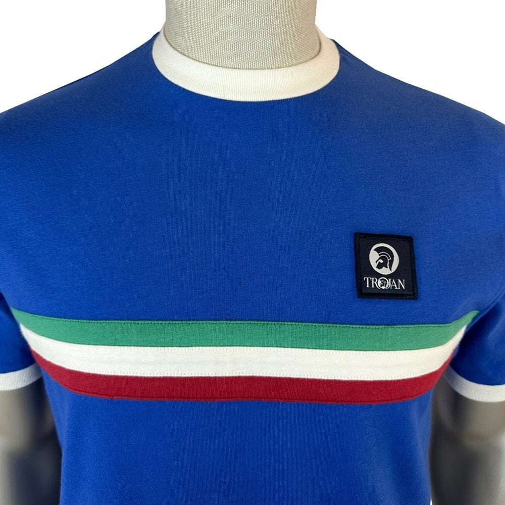 Trojan Records Retro Triple Stripe T-Shirt Cobalt