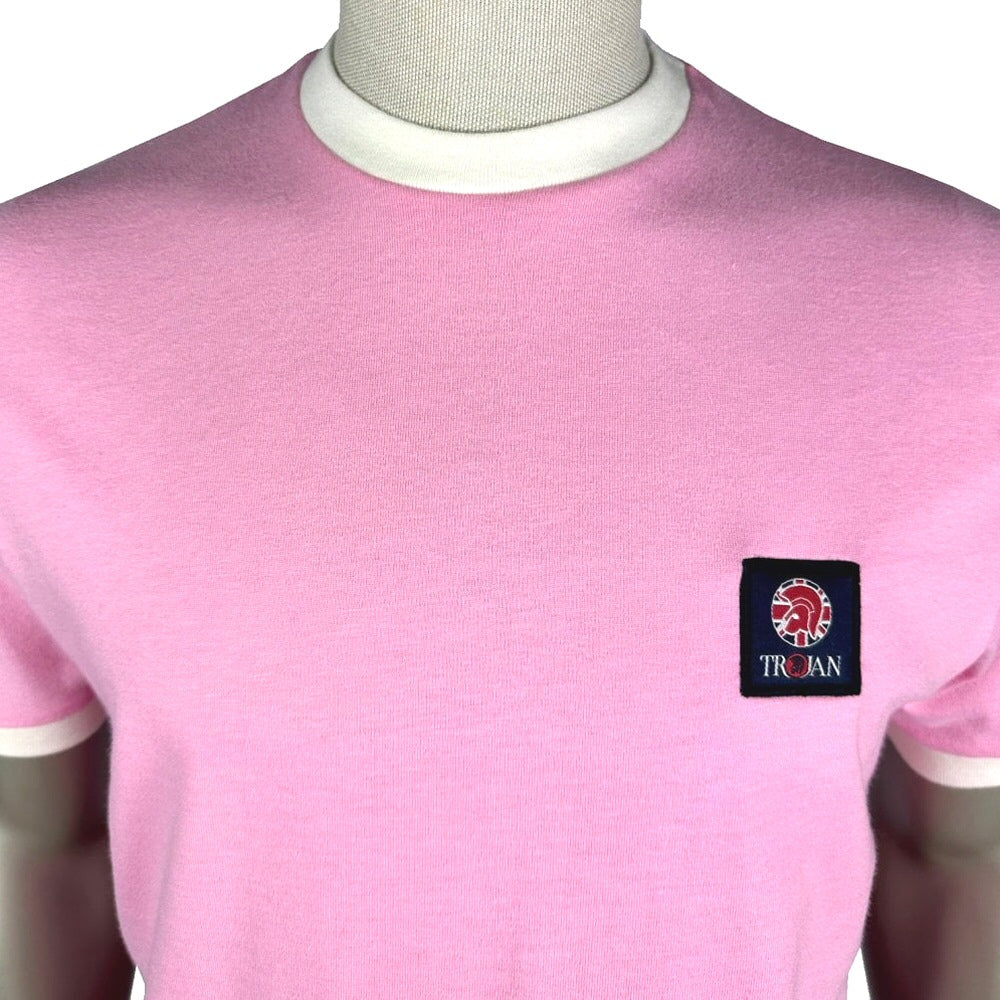 Trojan Records Flag Badged Plain T-Shirt Pink