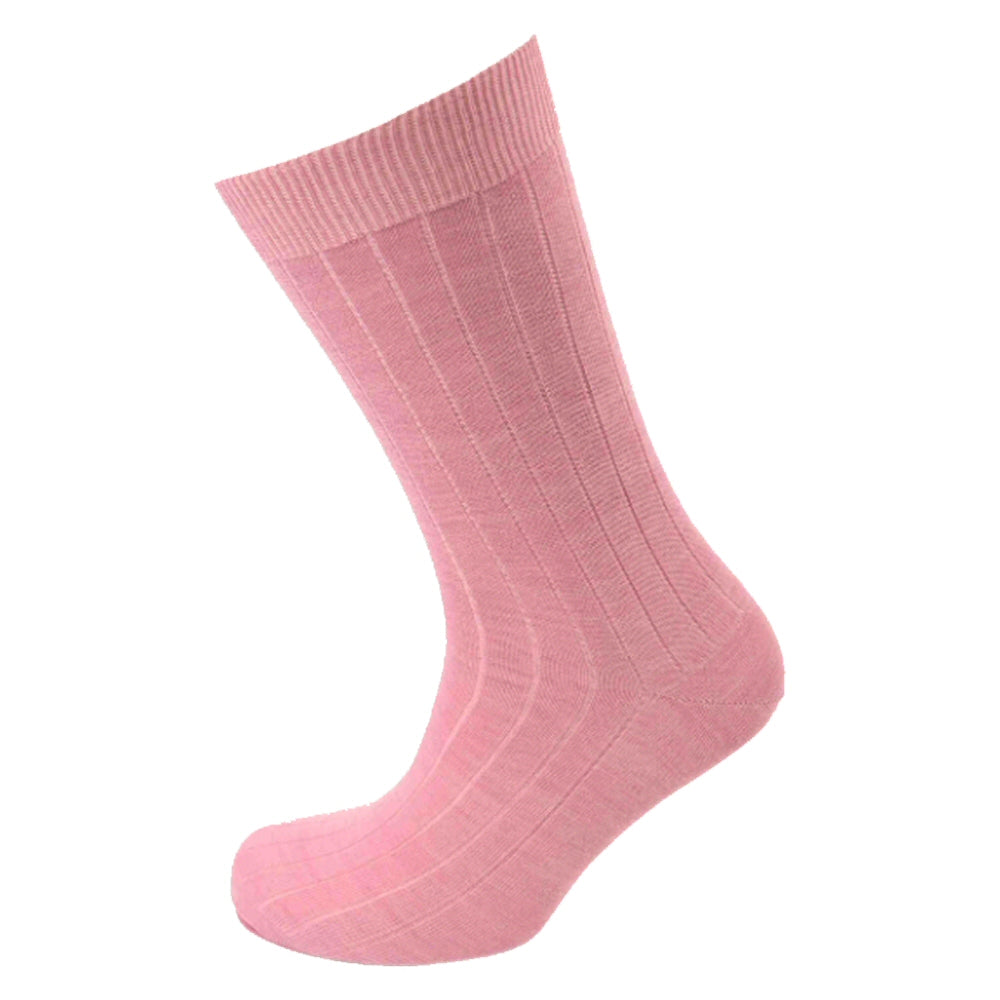 Viyella Quality Wool Mix Ribbed Knit Plain Socks Sugar Pink