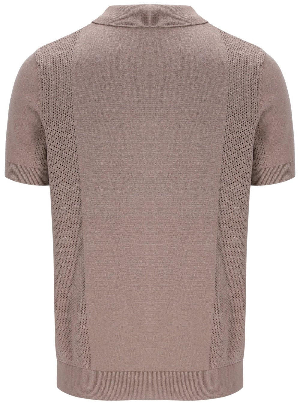 Fila Gold Collection Pointelle Knit Panel Polo Cardi Taupe
