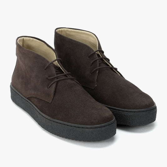 Delicious Junction Suede Playboy Bullitt Boot Dark Chocolate