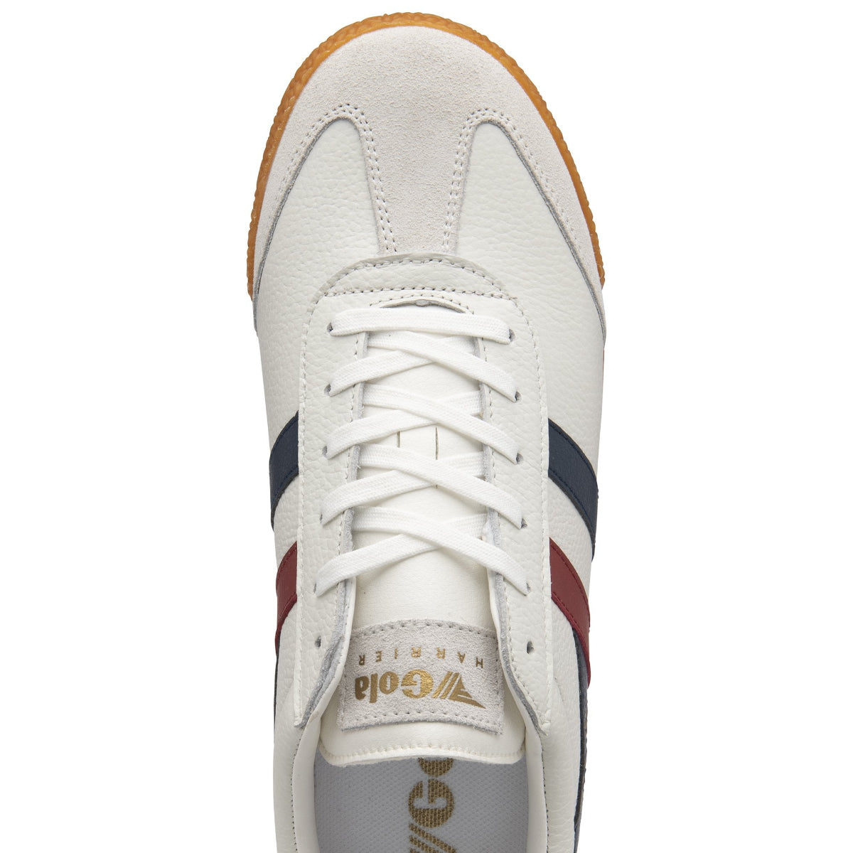 Gola Harrier Classic Twin Stripe Leather Mens Trainer White Navy Red