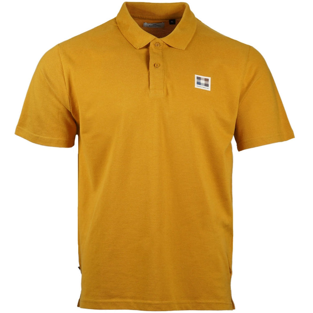 Aquascutum Active Club Check Patch Polo Shirt Mustard
