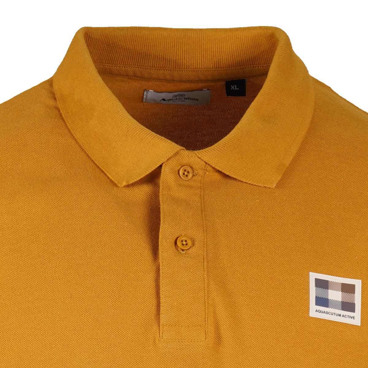 Aquascutum Active Club Check Patch Polo Shirt Mustard