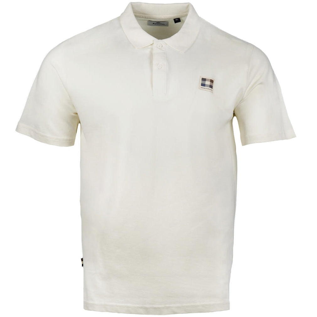 Aquascutum Active Club Check Patch Polo Shirt Ecru