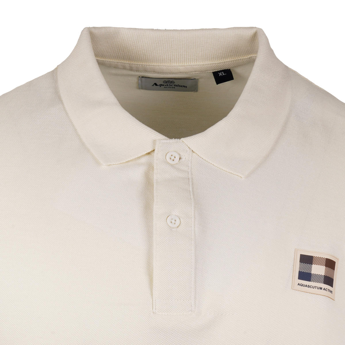 Aquascutum Active Club Check Patch Polo Shirt Ecru