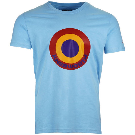 Knebworth Clothing Yellow Target Print T-Shirt Sky Blue