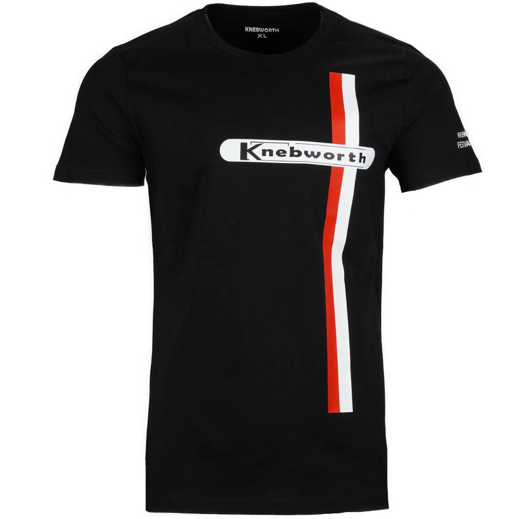 Knebworth Clothing Racing Stripe Print T-Shirt Black