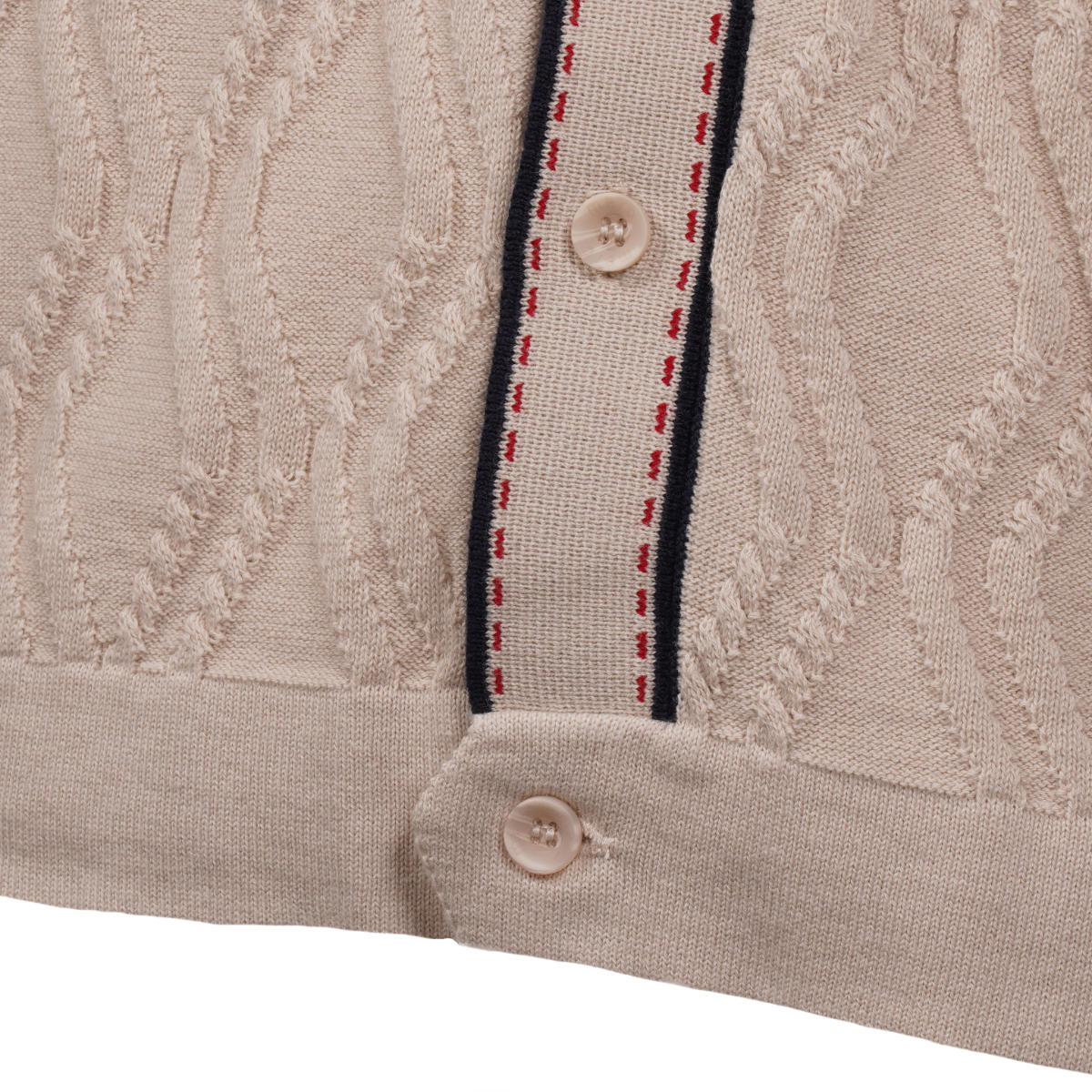 Merc London Fine Gauge Wave Knit Button Cardigan Cream