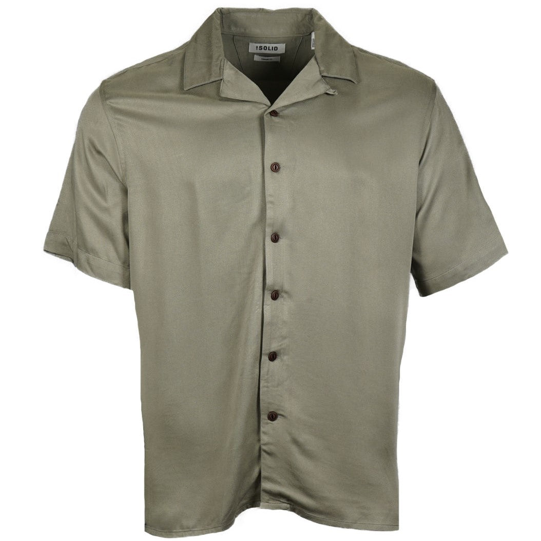 Solid Revere Camp Collar Soft Handle Viscose Shirt Light Olive