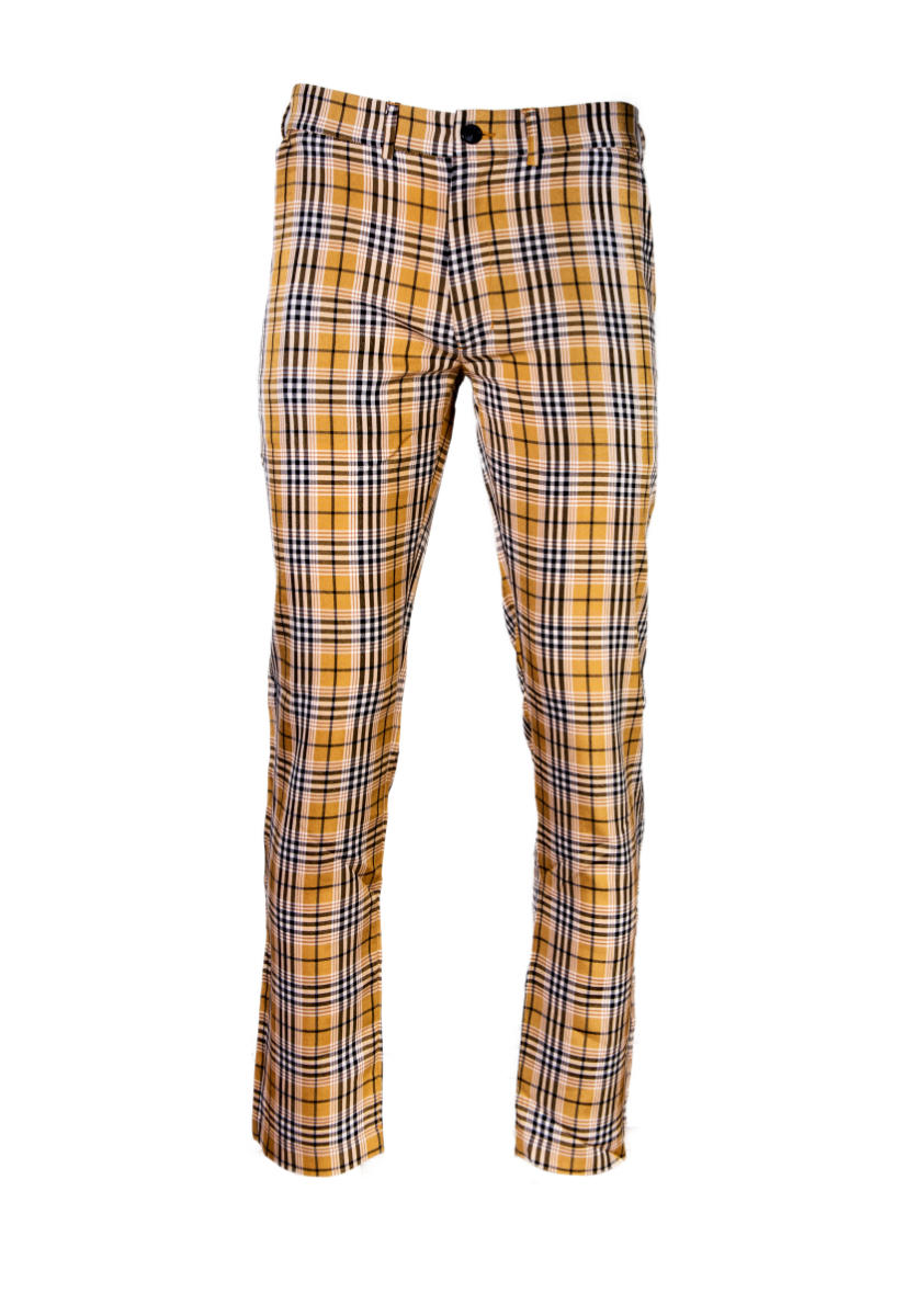 Gabicci Vintage Big Plaid Check Trousers Fawn