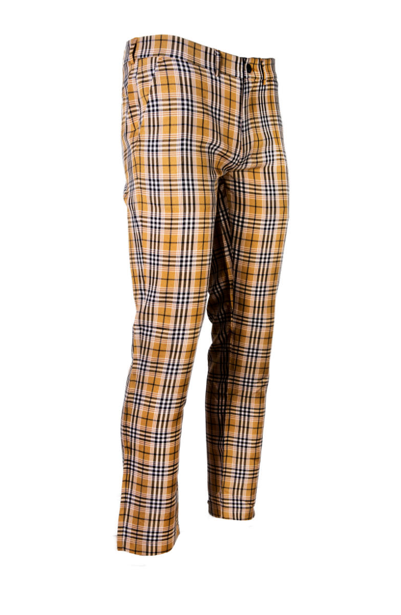 Gabicci Vintage Big Plaid Check Trousers Fawn