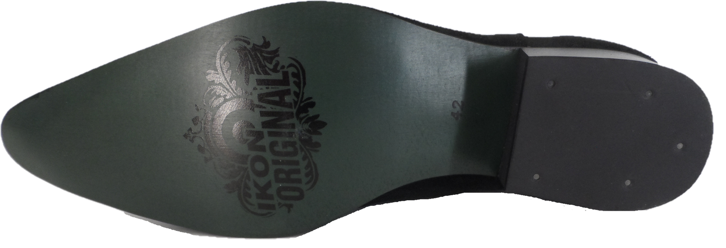 Ikon Original Black Real Suede Winklepicker Mod Beatle Boots