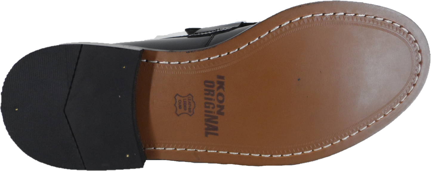 Ikon Original Selecta Mens Leather Tassel Loafers in Black