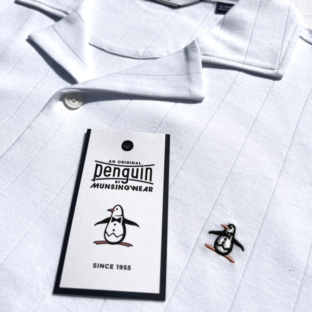 Original Penguin Retro Revere Collar Jersey Knit Shirt White