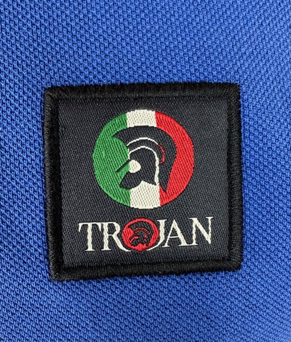 Trojan Records Flag Badge Pique Polo Shirt Italia Blue