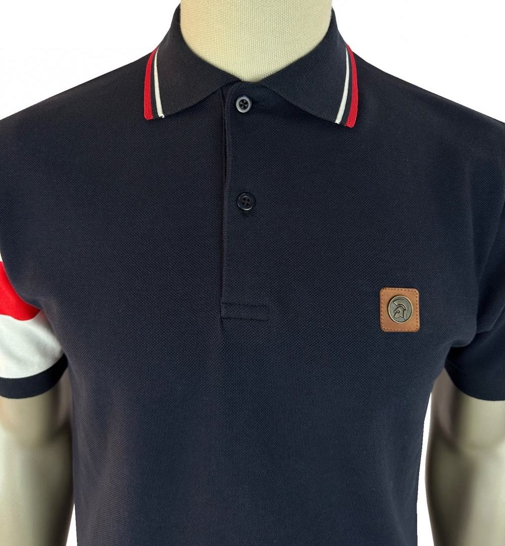 Trojan Records England Flag Pique Polo Shirt Navy