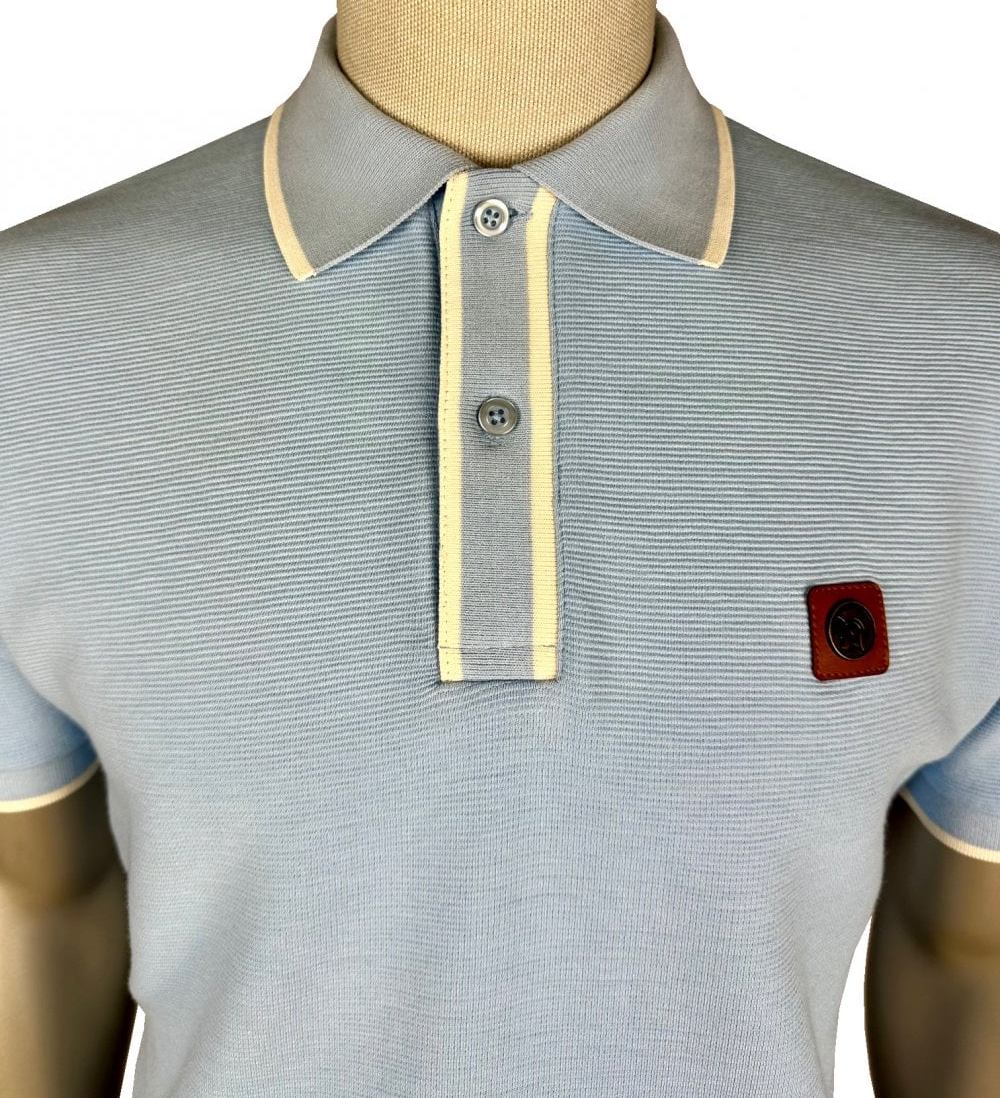 Trojan Records Ottoman Stripe Trim Polo Shirt Powder