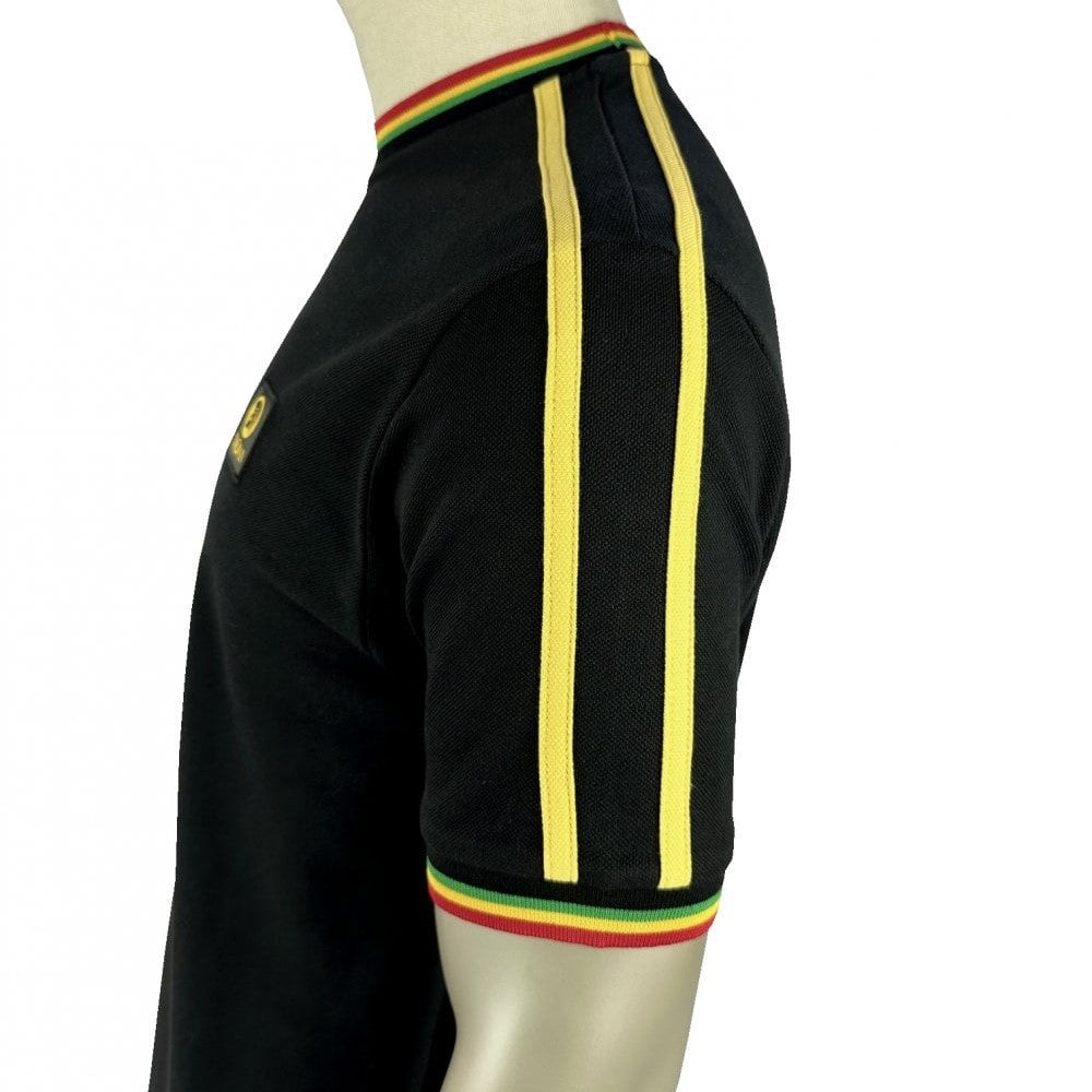 Trojan Records 3 Colour Tipped Pique T-Shirt Black