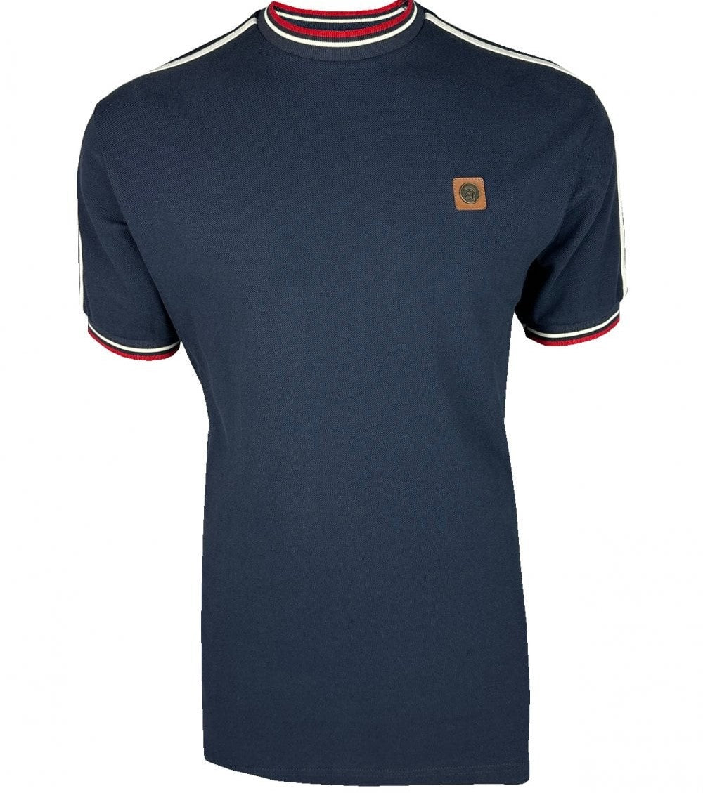 Trojan Records 3 Colour Tipped Pique T-Shirt Navy