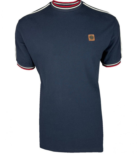 Trojan Records 3 Colour Tipped Pique T-Shirt Navy