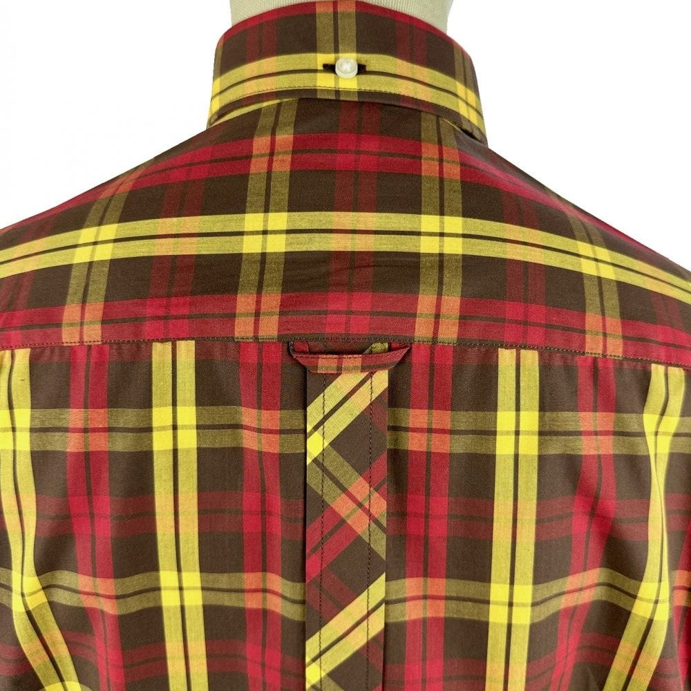 Trojan Records Windowpane Check Shirt With Pocket Square Choc