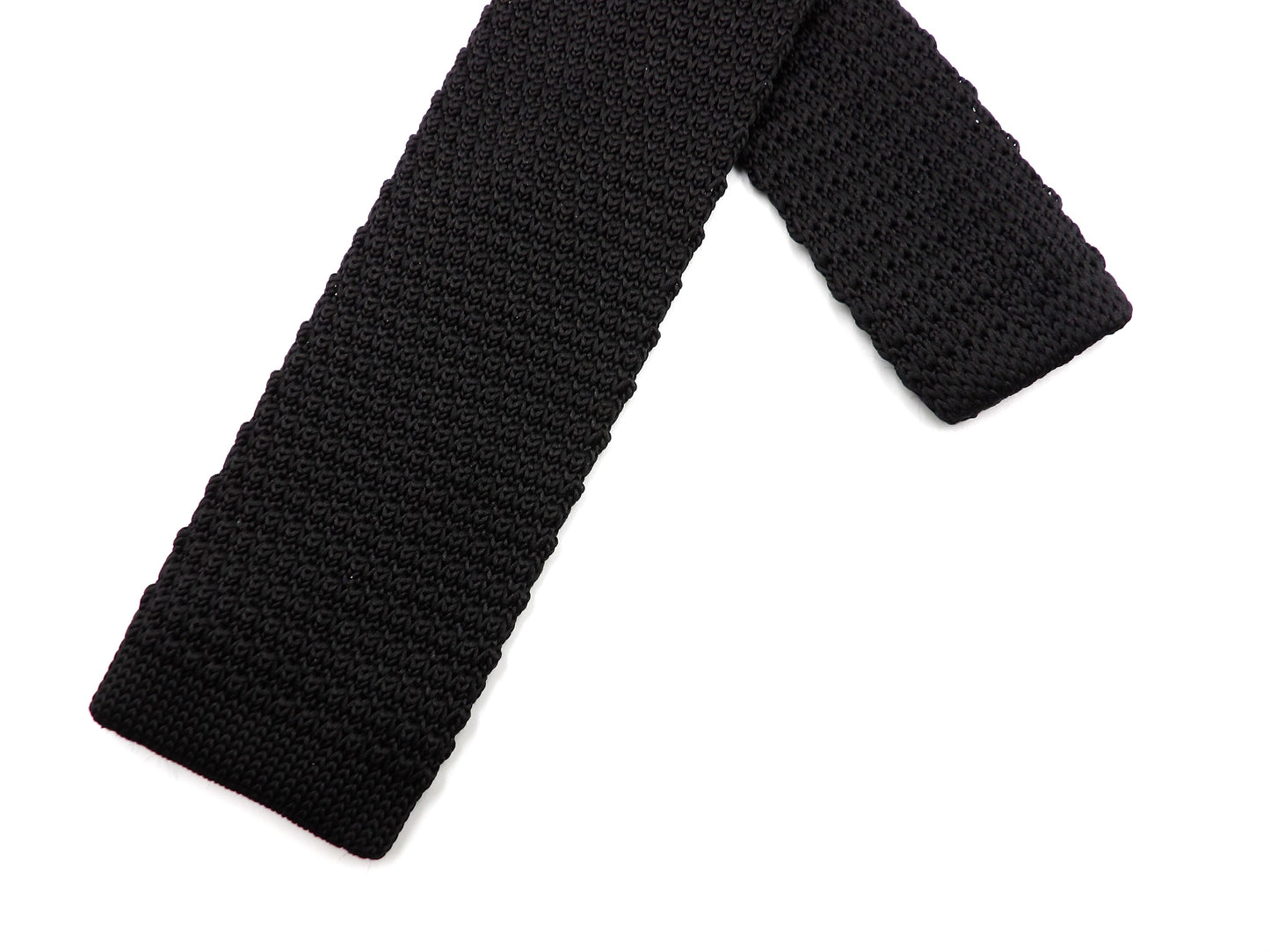 Knightsbridge Retro Mod 60's Slim Square End Plain Knitted Tie Black