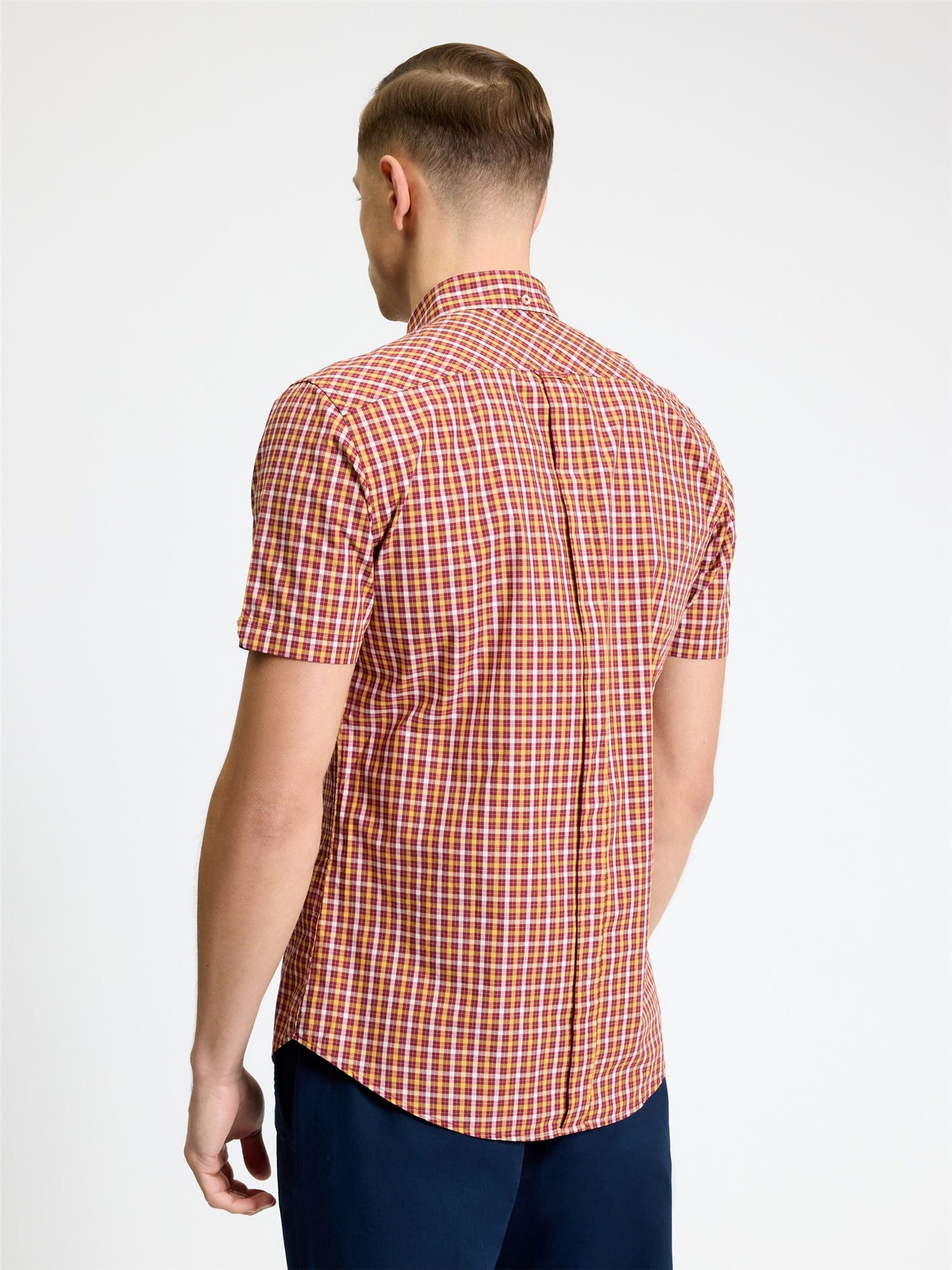 Ben Sherman Short Sleeve House Check Shirt Burgundy / Gold
