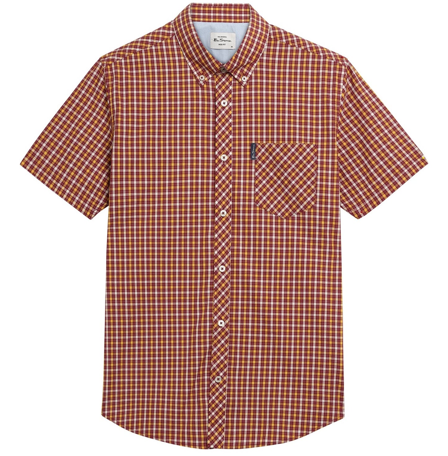 Ben Sherman Short Sleeve House Check Shirt Burgundy / Gold