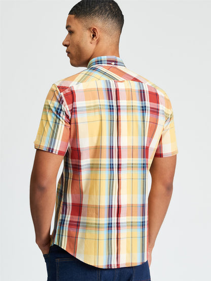 Ben Sherman Short Sleeve Oversize Check Shirt Yellow