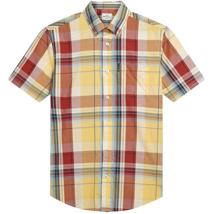 Ben Sherman Short Sleeve Oversize Check Shirt Yellow