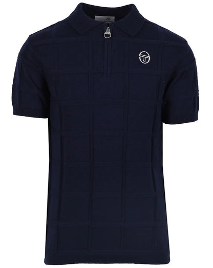 Sergio Tacchini Lorenzo Square Knit 1/4 Zip Polo Navy