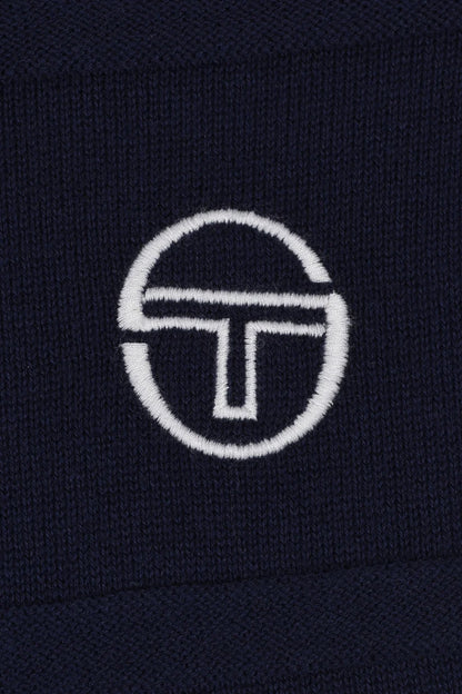Sergio Tacchini Lorenzo Square Knit 1/4 Zip Polo Navy