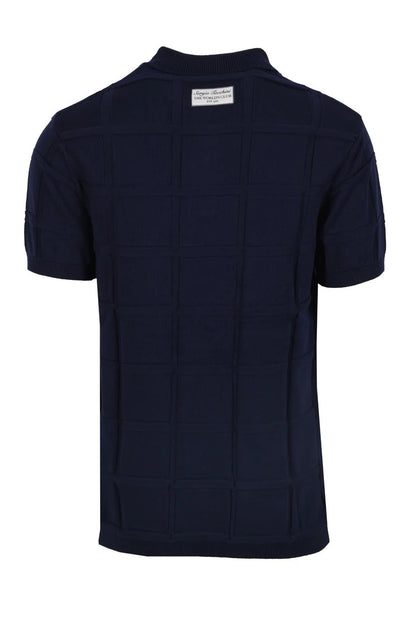 Sergio Tacchini Lorenzo Square Knit 1/4 Zip Polo Navy