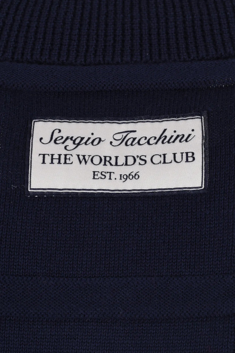 Sergio Tacchini Lorenzo Square Knit 1/4 Zip Polo Navy