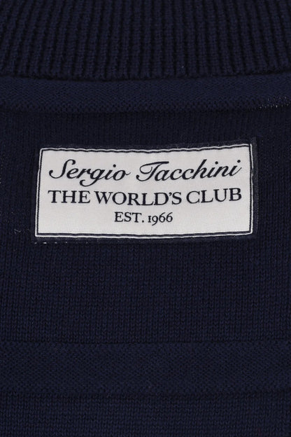 Sergio Tacchini Lorenzo Square Knit 1/4 Zip Polo Navy