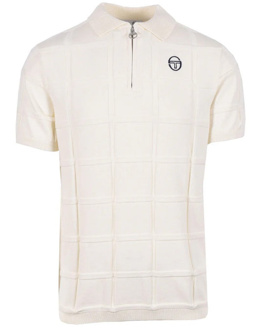 Sergio Tacchini Lorenzo Square Knit 1/4 Zip Polo Ecru