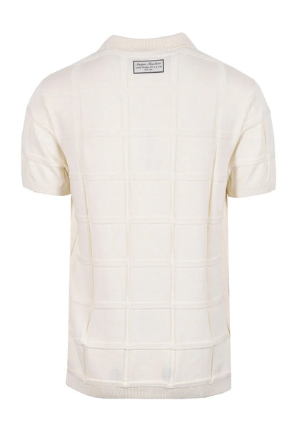 Sergio Tacchini Lorenzo Square Knit 1/4 Zip Polo Ecru