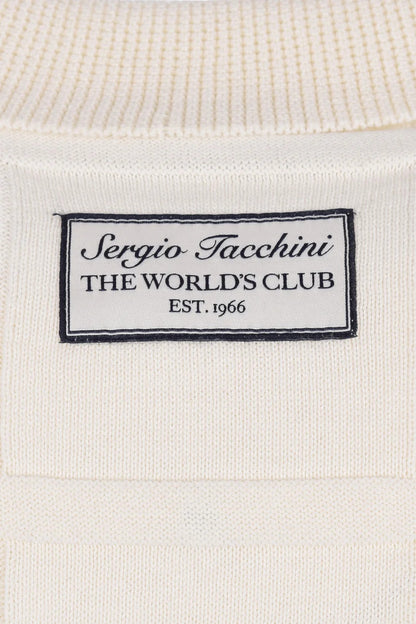 Sergio Tacchini Lorenzo Square Knit 1/4 Zip Polo Ecru