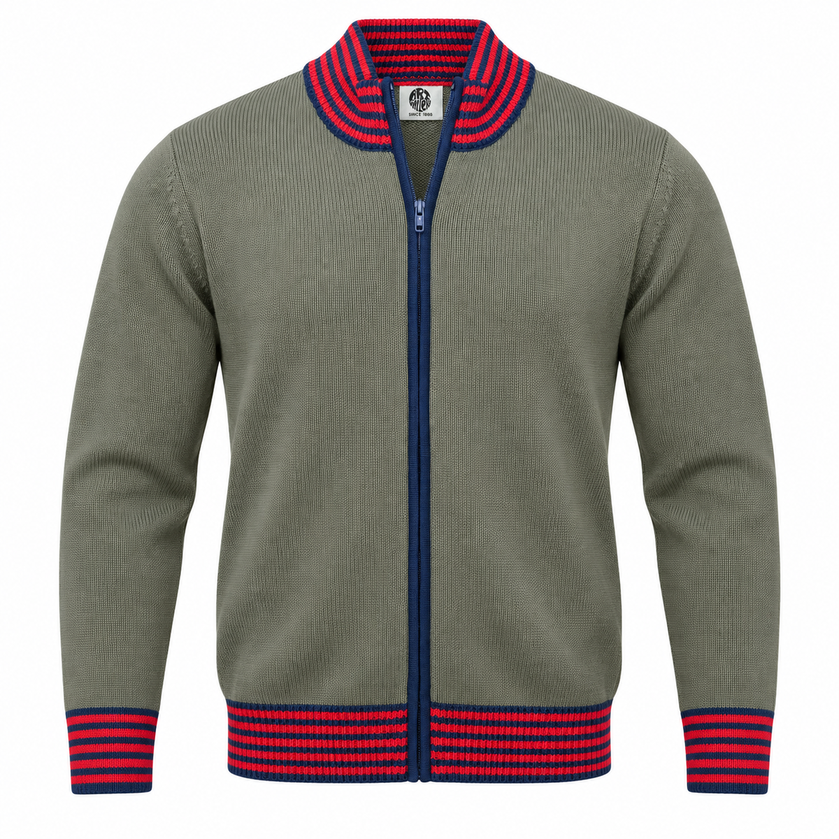 Art Gallery Torch Multi Tipped Knit Zip Thru Cardigan Olive