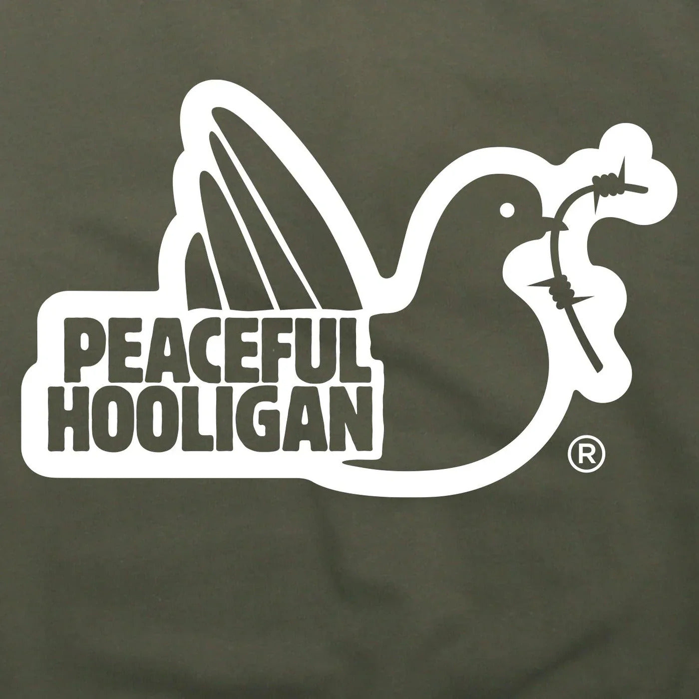Peaceful Hooligan Outline Logo T Shirt Khaki