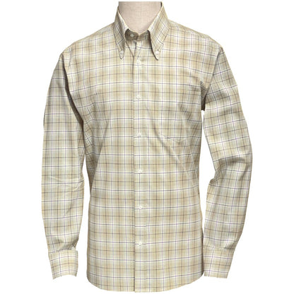 PRE-ORDER: Adaptor Clothing Check Long Sleeve Button Down Shirt Beige